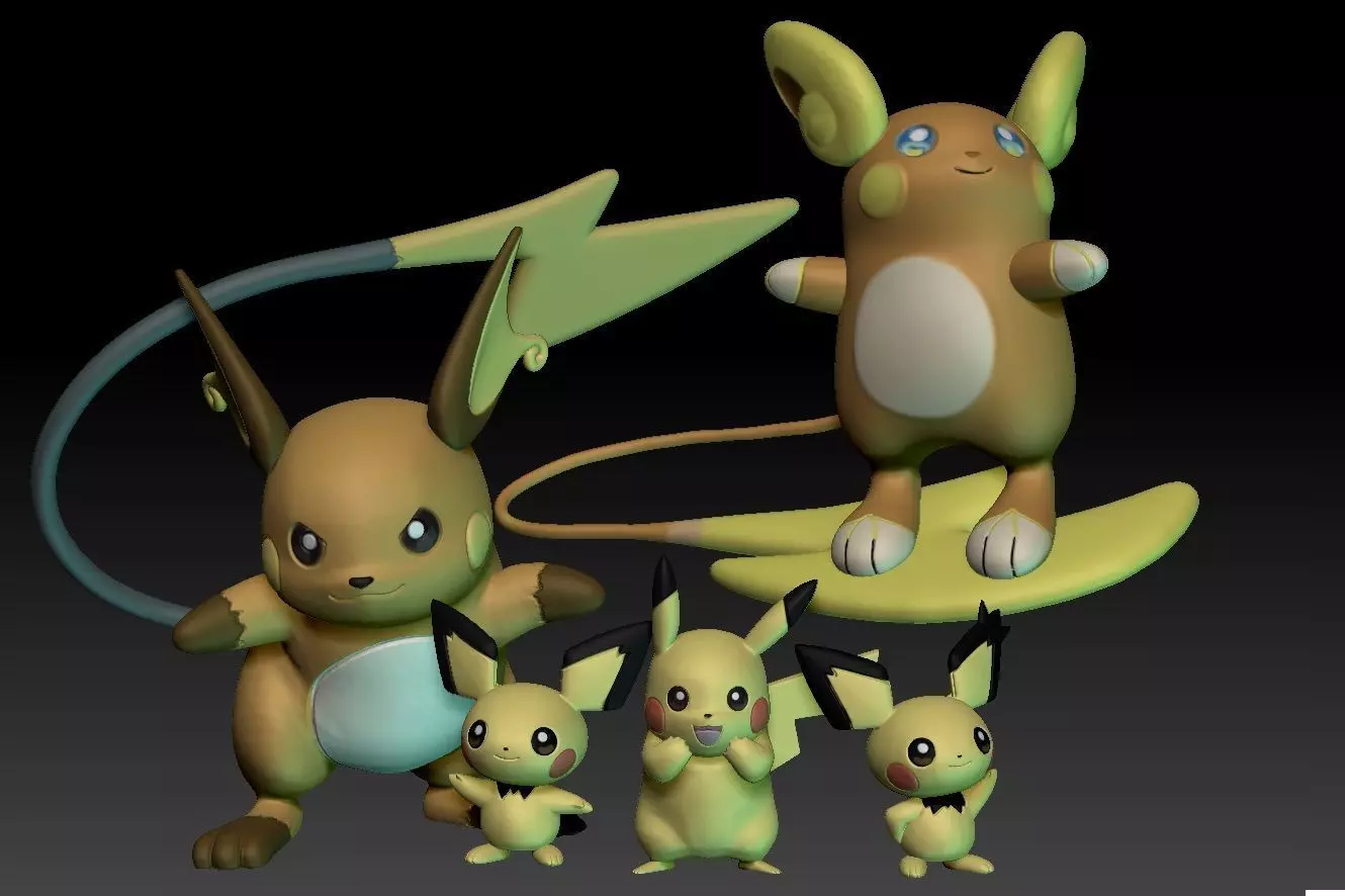 Pokemon Pichu Pikachu Raichu Alolan 3D print model_0