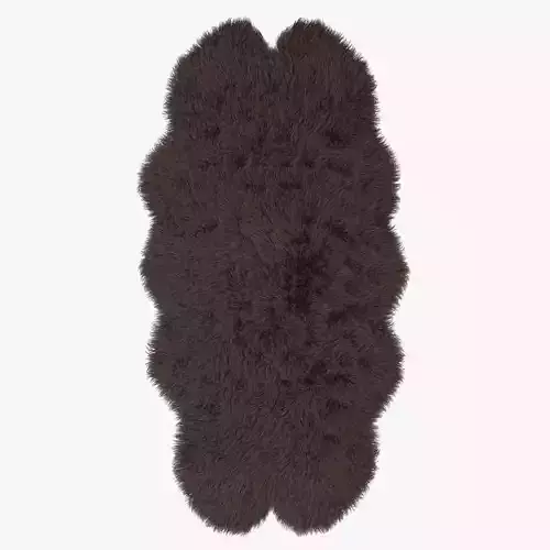 Carpet of artificial sheepskin brown