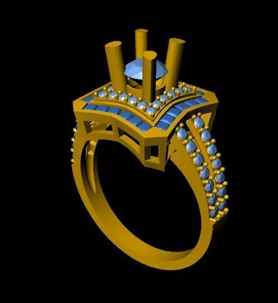 DiamondRing 18K WhiteGold Outstanding Brilliance Diamond 3D print model_0