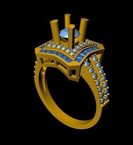 DiamondRing 18K WhiteGold Outstanding Brilliance Diamond 3D print model