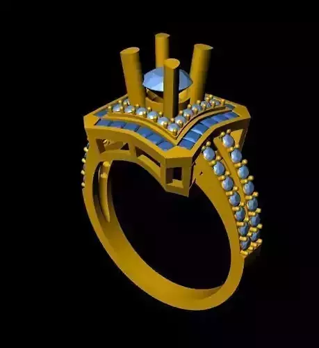 DiamondRing 18K WhiteGold Outstanding Brilliance Diamond 3D print model