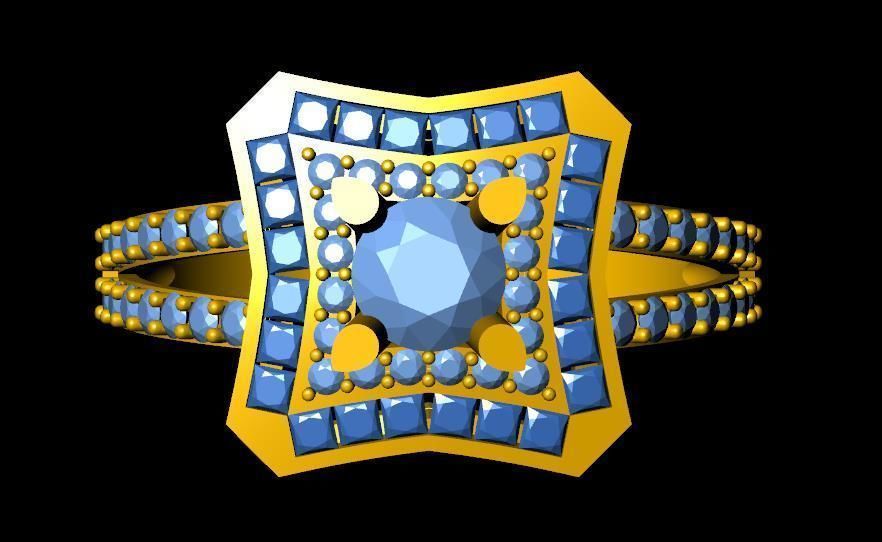 DiamondRing 18K WhiteGold Outstanding Brilliance Diamond 3D print model_1