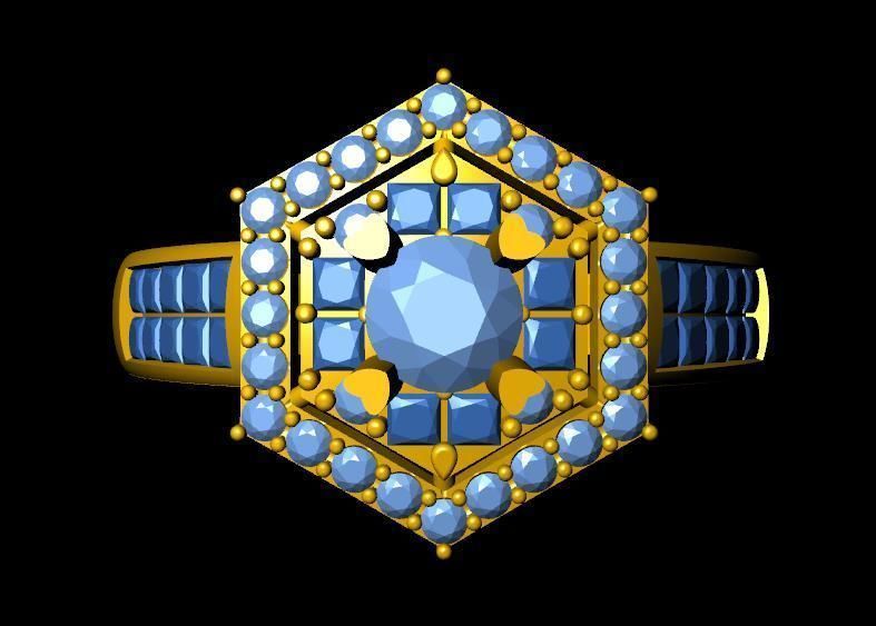 DiamondRing 18K WhiteGold Outstanding Brilliance  3D print model_1