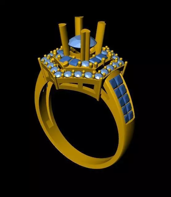 DiamondRing 18K WhiteGold Outstanding Brilliance  3D print model_0