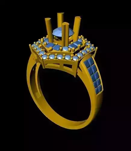 DiamondRing 18K WhiteGold Outstanding Brilliance  3D print model