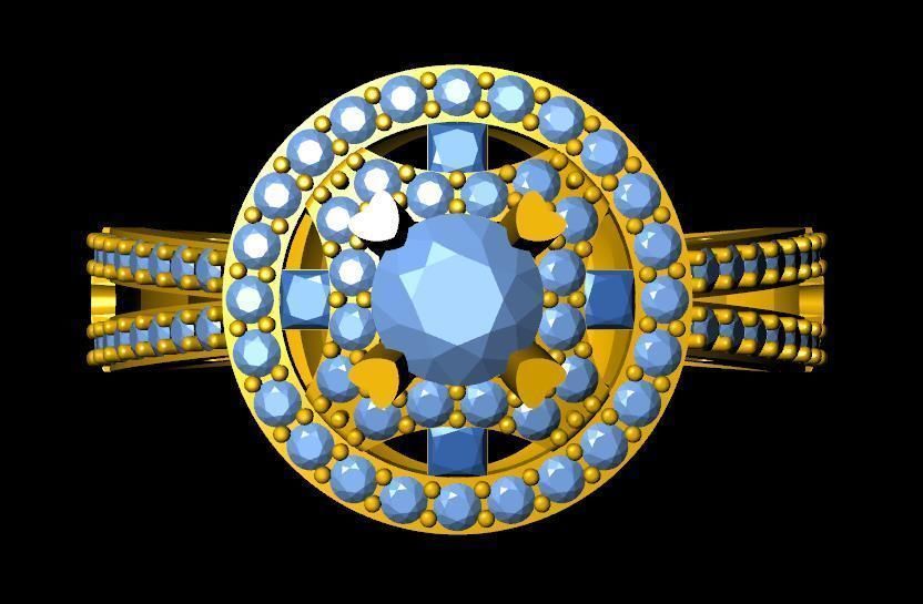 DiamondRing 18K WhiteGold  3D print model_1