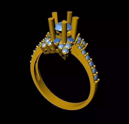 DiamondRing 18K WhiteGold Outstanding Brilliance Diamond 3D print model