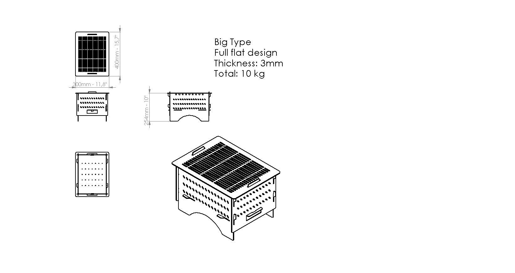 Two Different Sizes Barbecue Design Dxf and Step 3d 3D print model_3