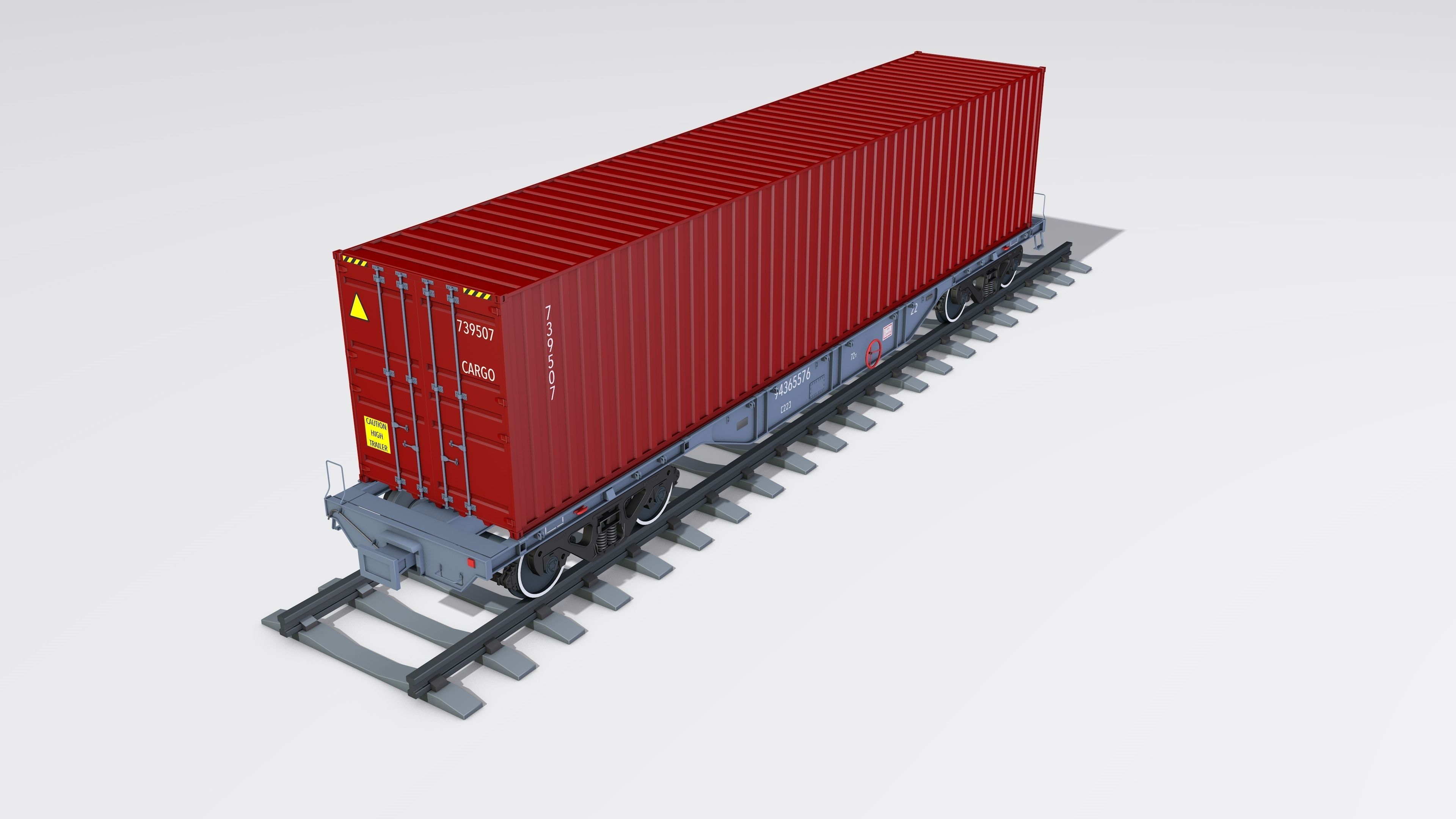 A complete set of railway cars plus two diesel locomotives 3D model_12