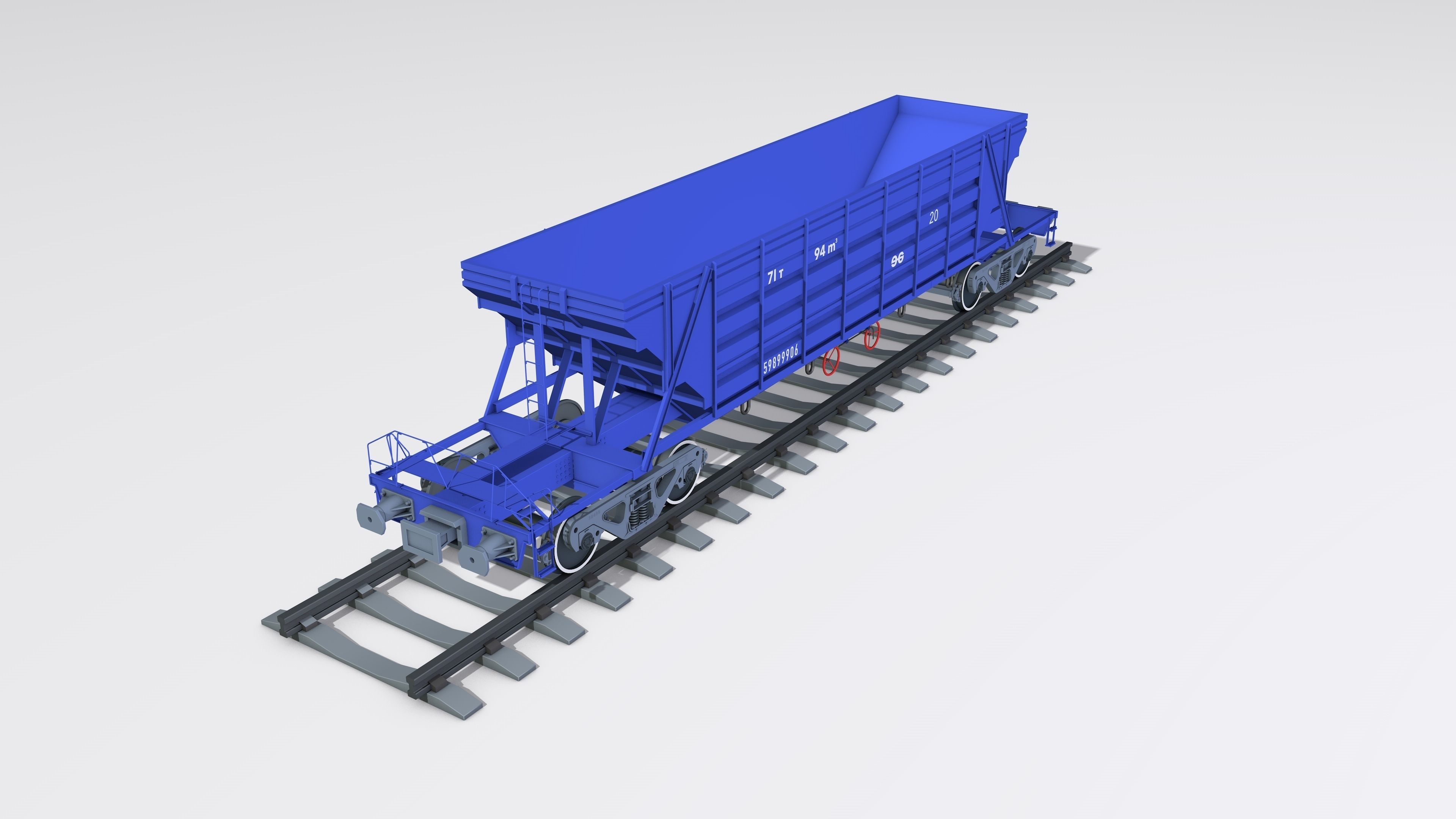 A complete set of railway cars plus two diesel locomotives 3D model_10