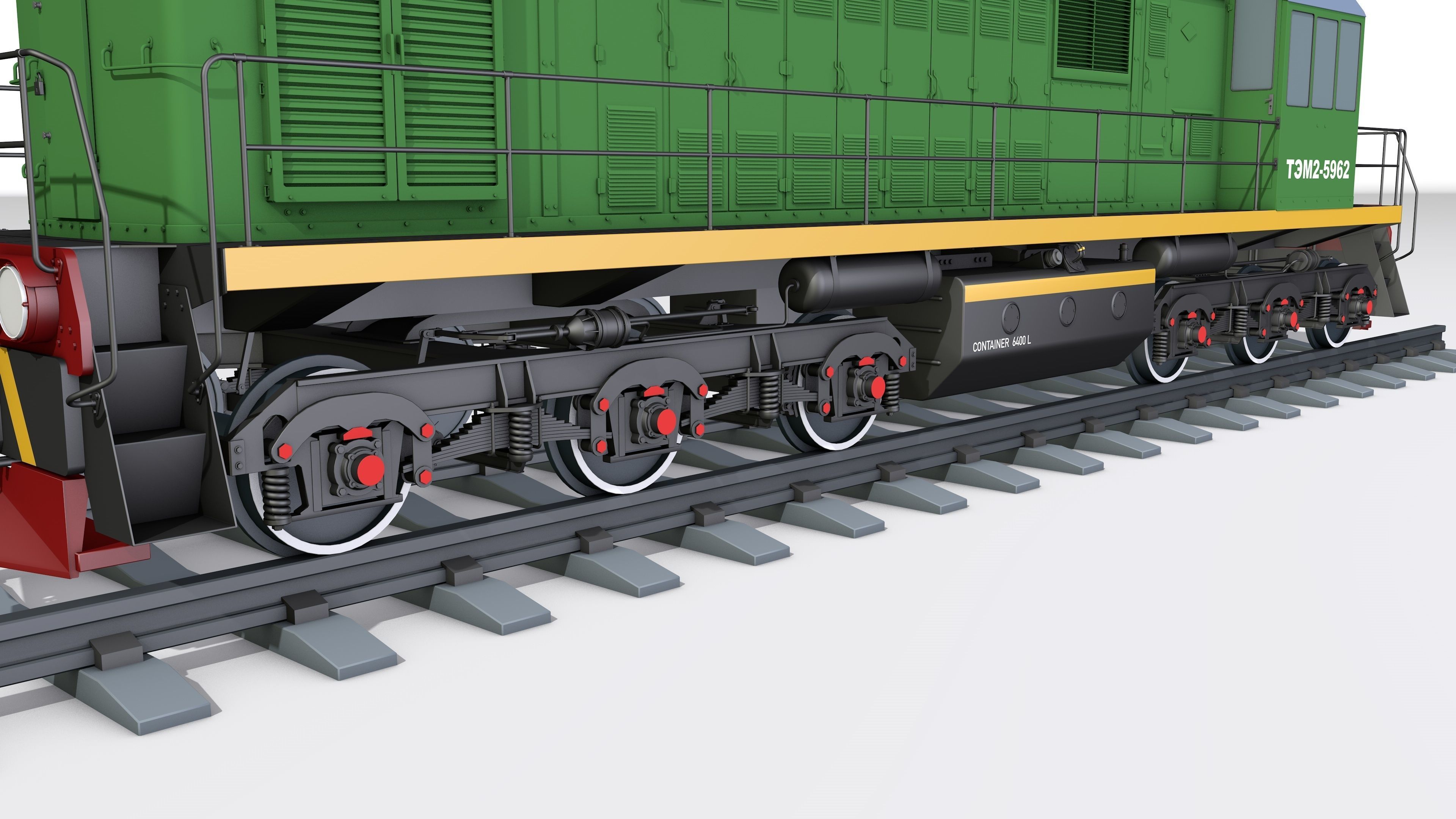 A complete set of railway cars plus two diesel locomotives 3D model_20