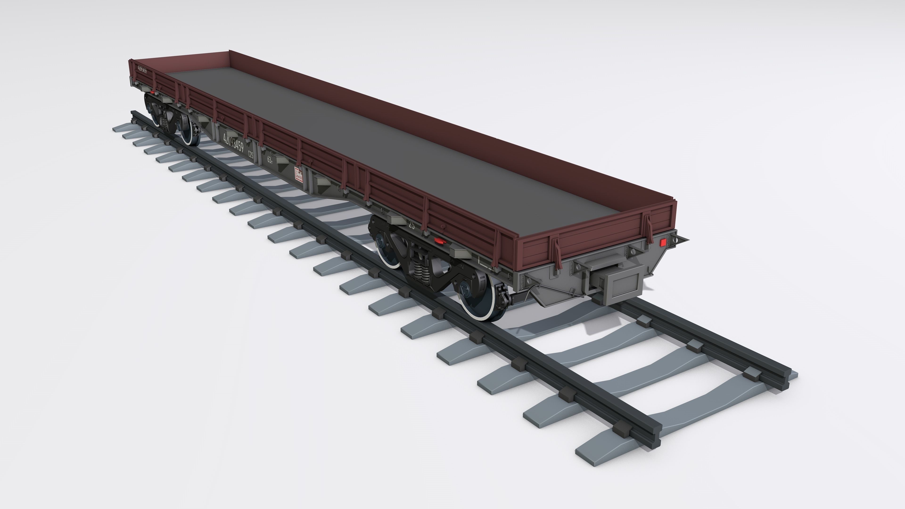A complete set of railway cars plus two diesel locomotives 3D model_21