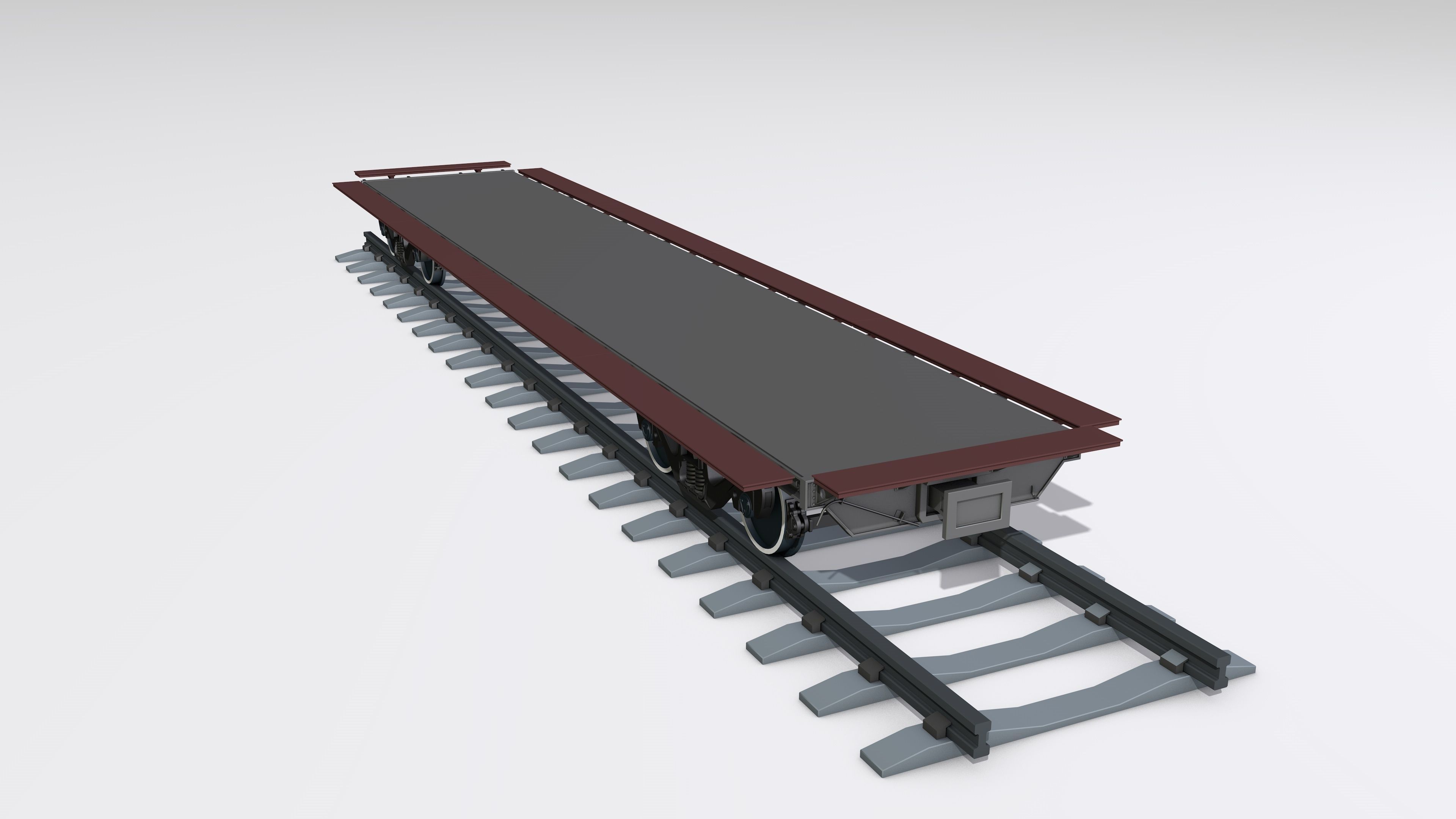A complete set of railway cars plus two diesel locomotives 3D model_22