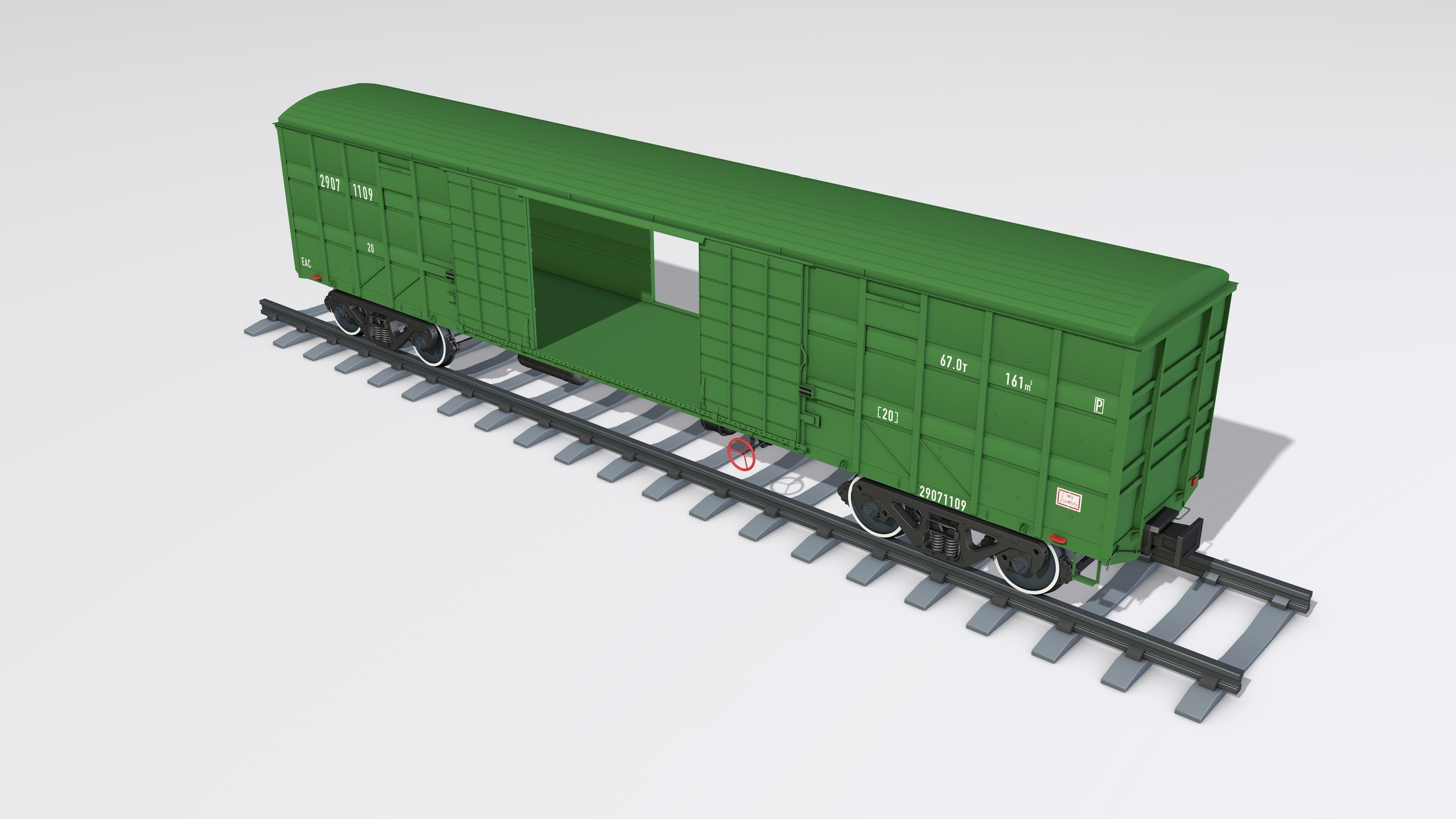 A complete set of railway cars plus two diesel locomotives 3D model_23