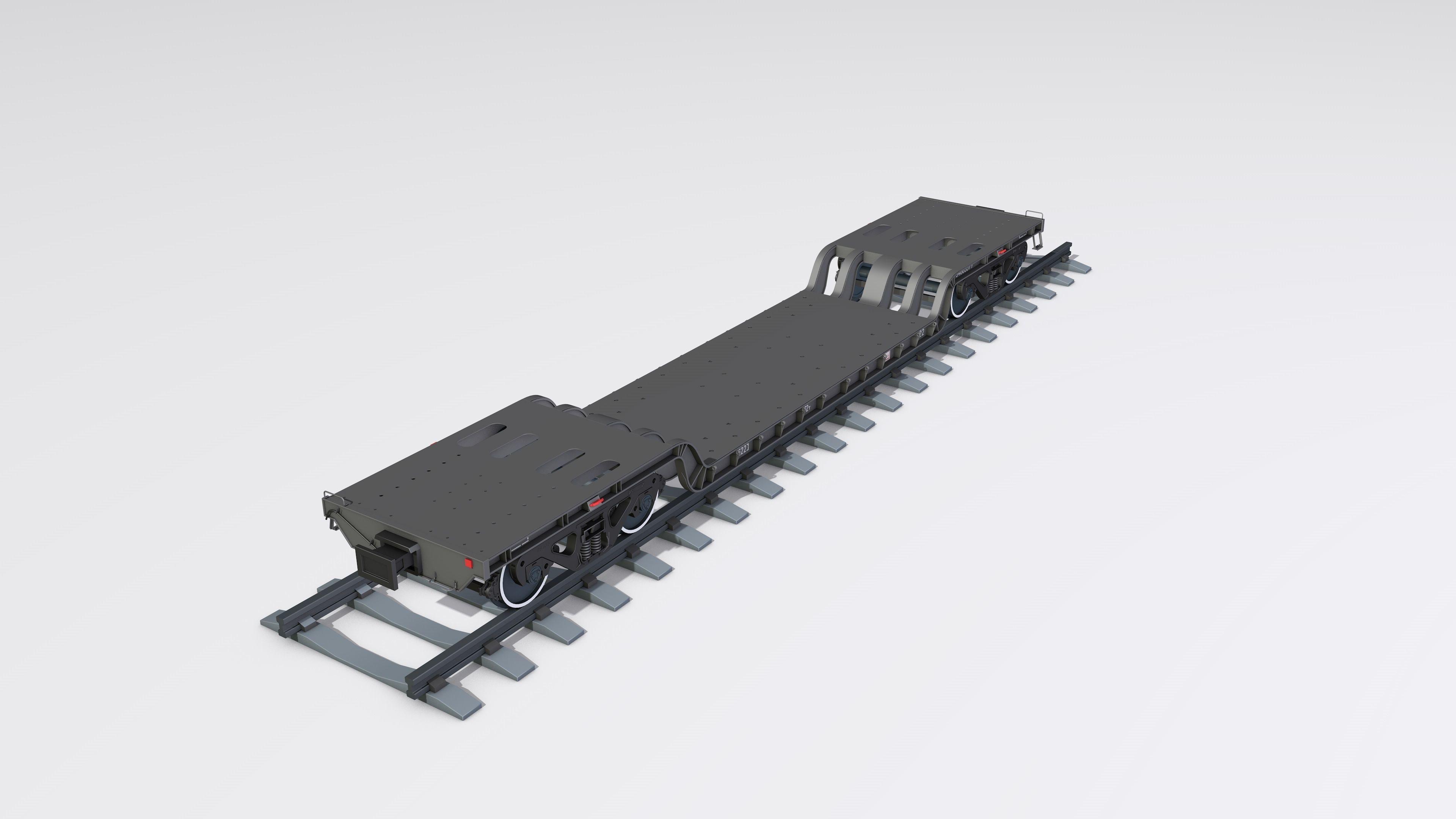 A complete set of railway cars plus two diesel locomotives 3D model_8