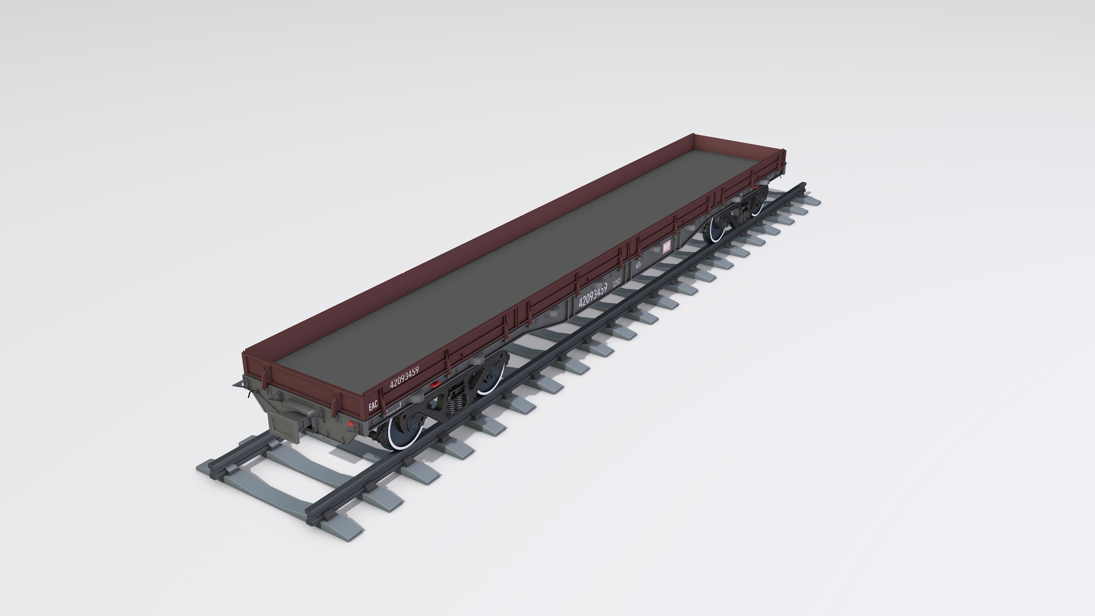 A complete set of railway cars plus two diesel locomotives 3D model_9