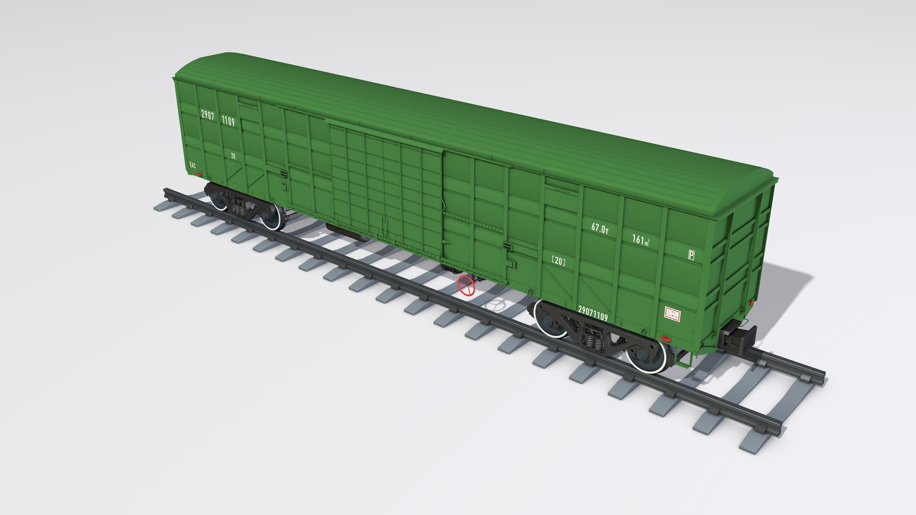A complete set of railway cars plus two diesel locomotives 3D model_24