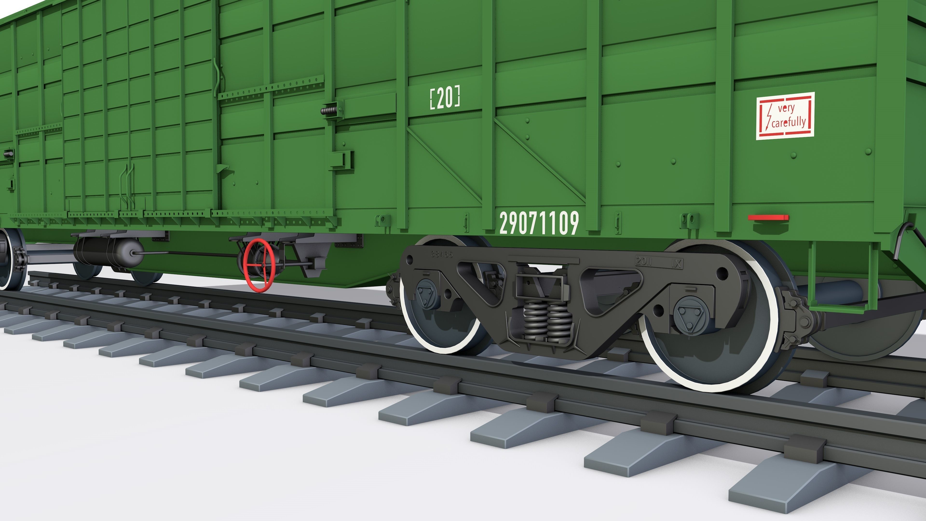 A complete set of railway cars plus two diesel locomotives 3D model_25