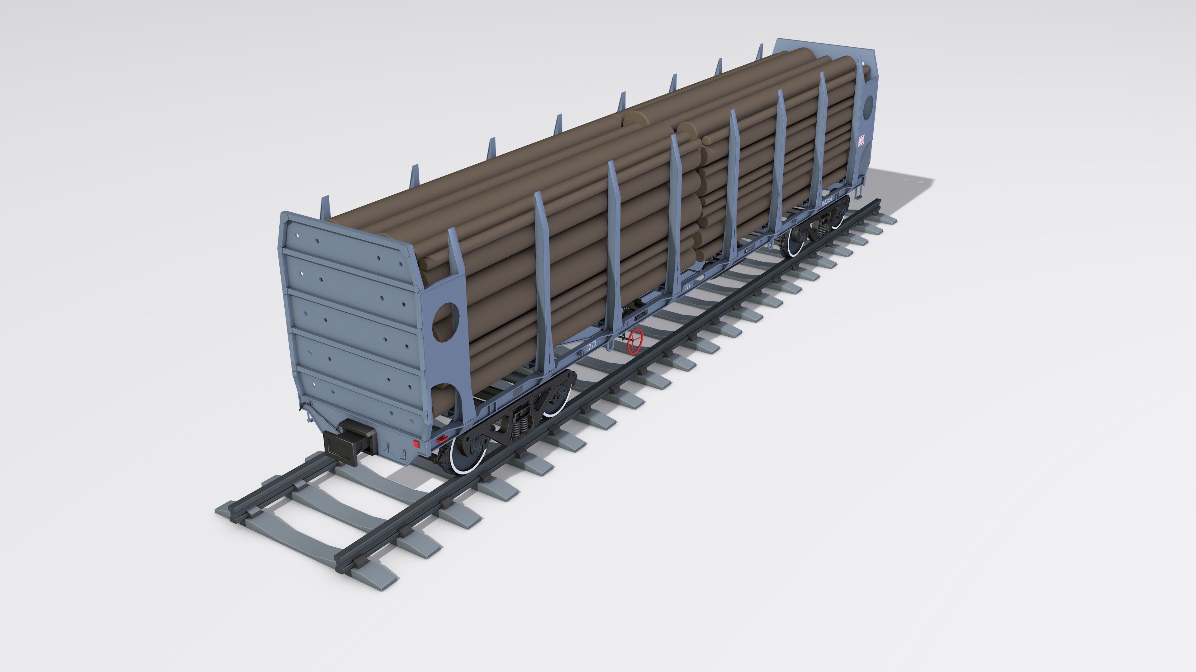 A complete set of railway cars plus two diesel locomotives 3D model_14