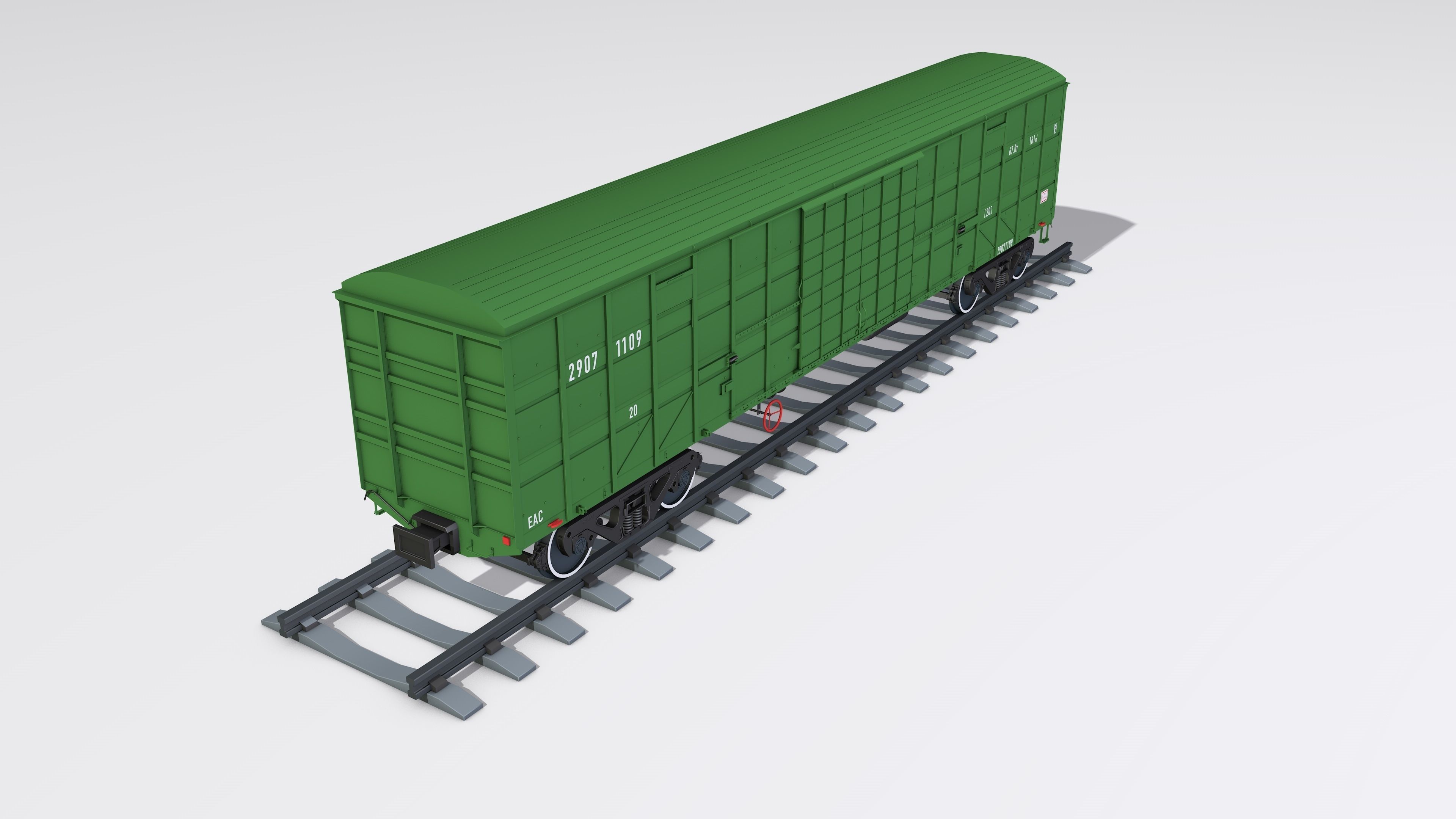 A complete set of railway cars plus two diesel locomotives 3D model_15