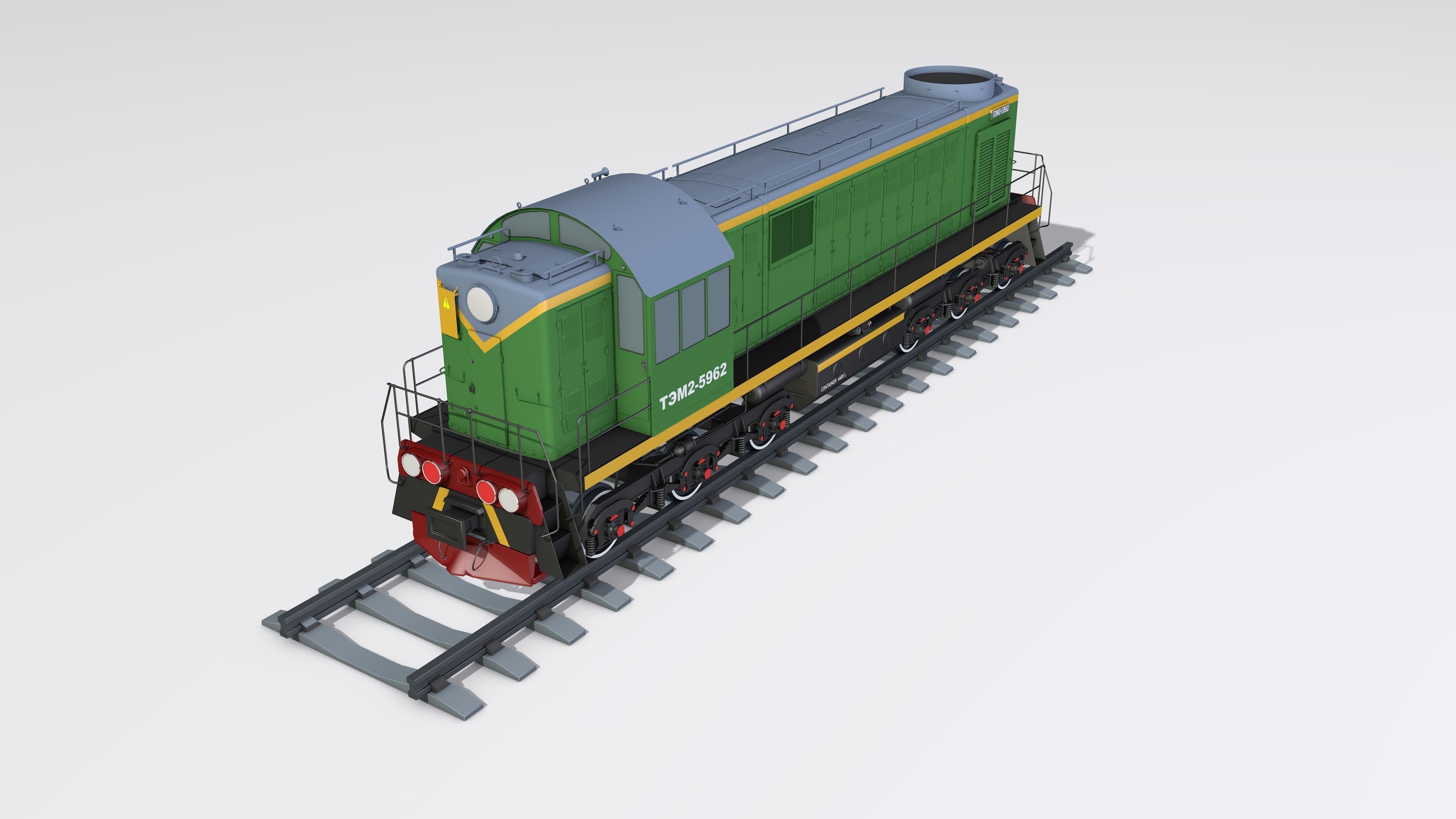 A complete set of railway cars plus two diesel locomotives 3D model_3
