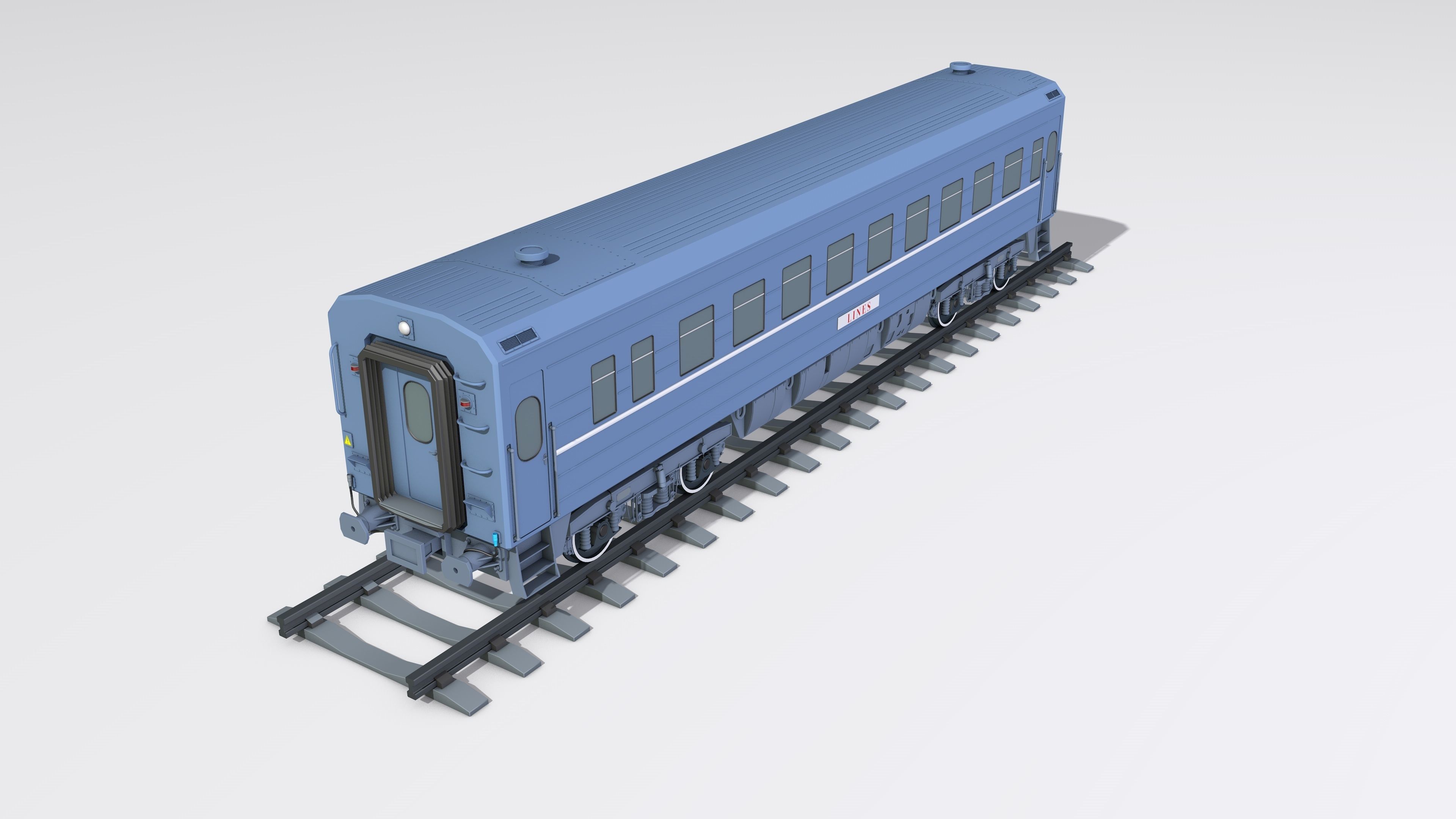 A complete set of railway cars plus two diesel locomotives 3D model_5