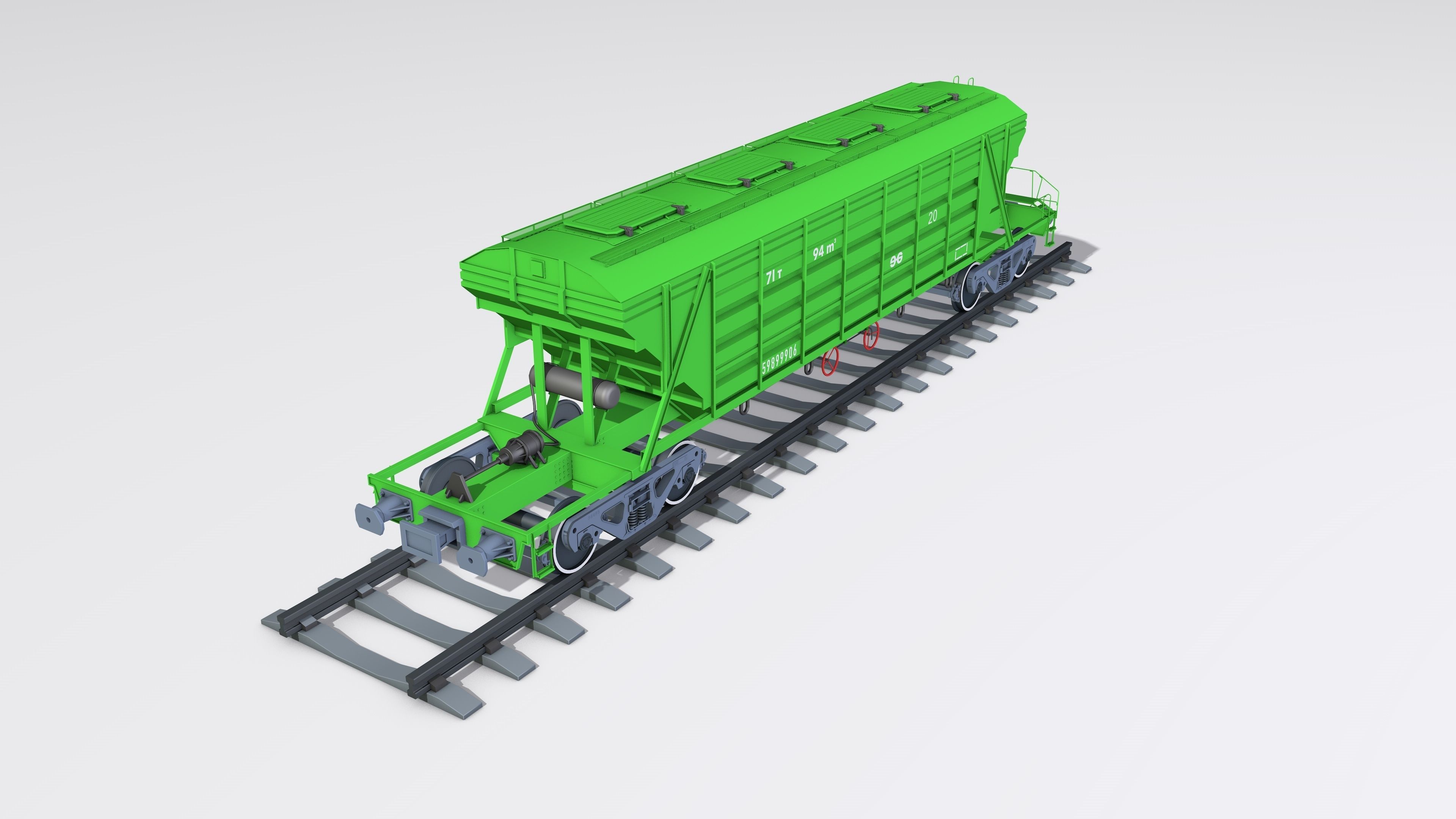 A complete set of railway cars plus two diesel locomotives 3D model_11
