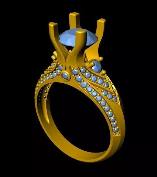 DiamondRing 18K WhiteGold Outstanding Brilliance Diamond 3D print model