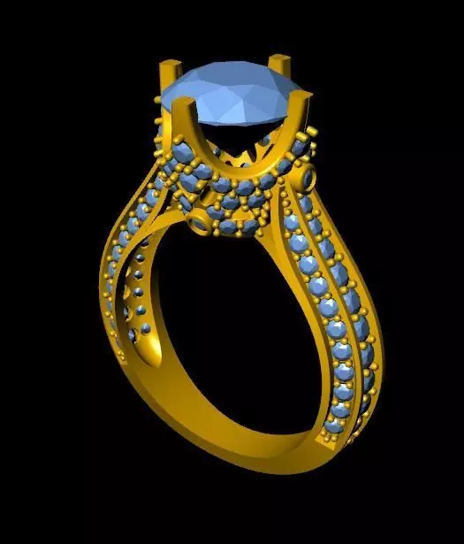 DiamondRing 18K WhiteGold Outstanding Brilliance Diamond 3D print model