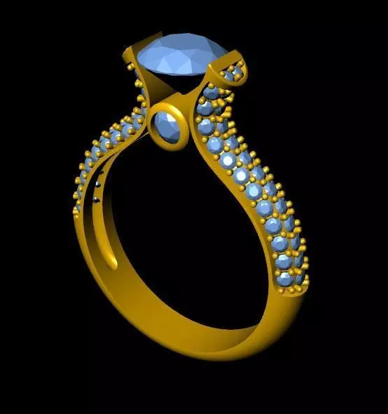 DiamondRing 18K WhiteGold Outstanding Brilliance  3D print model_0