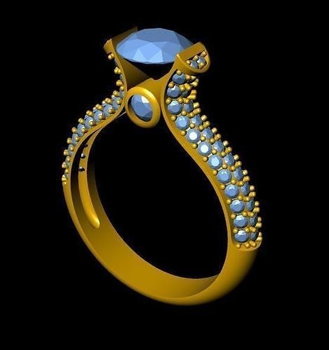 DiamondRing 18K WhiteGold Outstanding Brilliance  3D print model