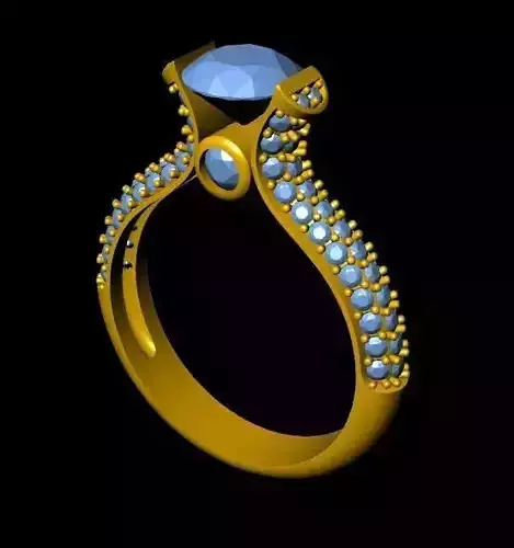 DiamondRing 18K WhiteGold Outstanding Brilliance  3D print model