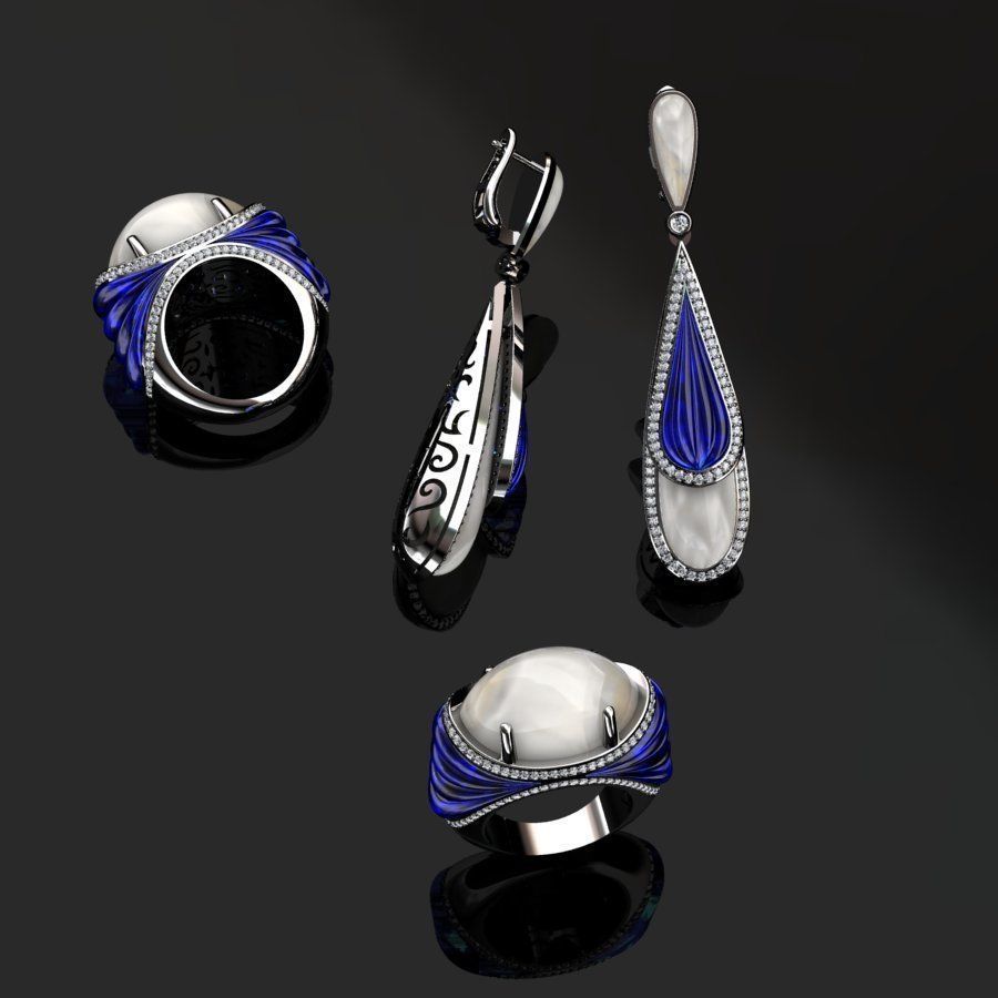 Ring and Earrings  3D print model_1