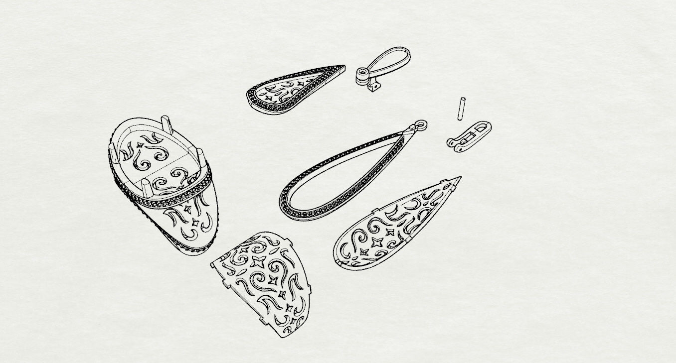 Ring and Earrings  3D print model_20