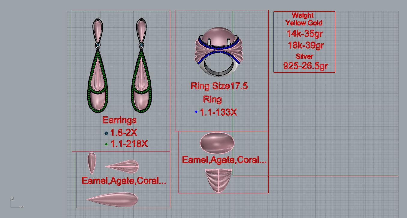 Ring and Earrings  3D print model_7
