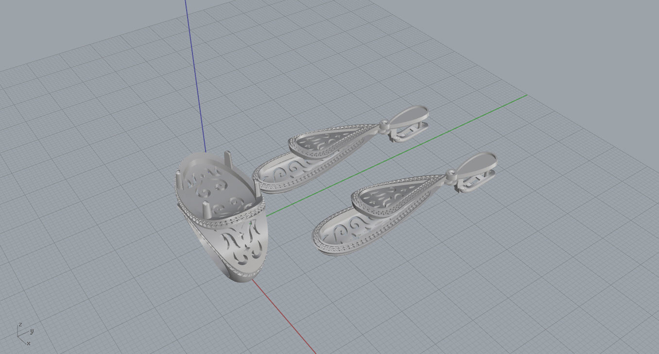 Ring and Earrings  3D print model_14