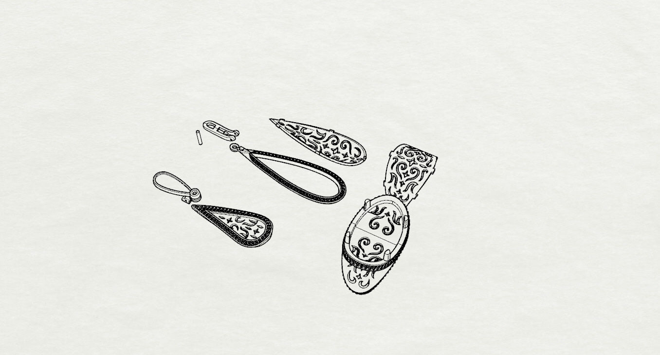 Ring and Earrings  3D print model_22