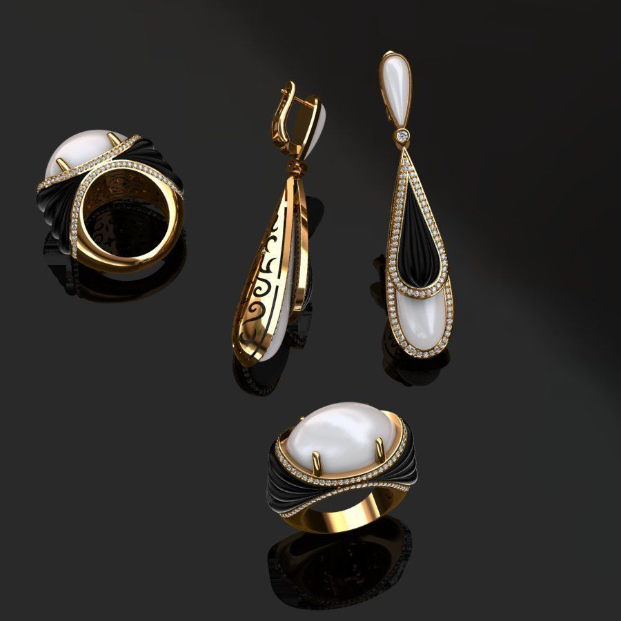 Ring and Earrings  3D print model_5