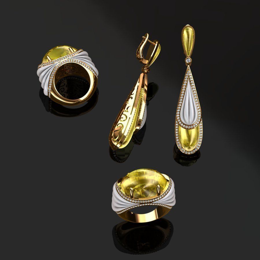 Ring and Earrings  3D print model_4