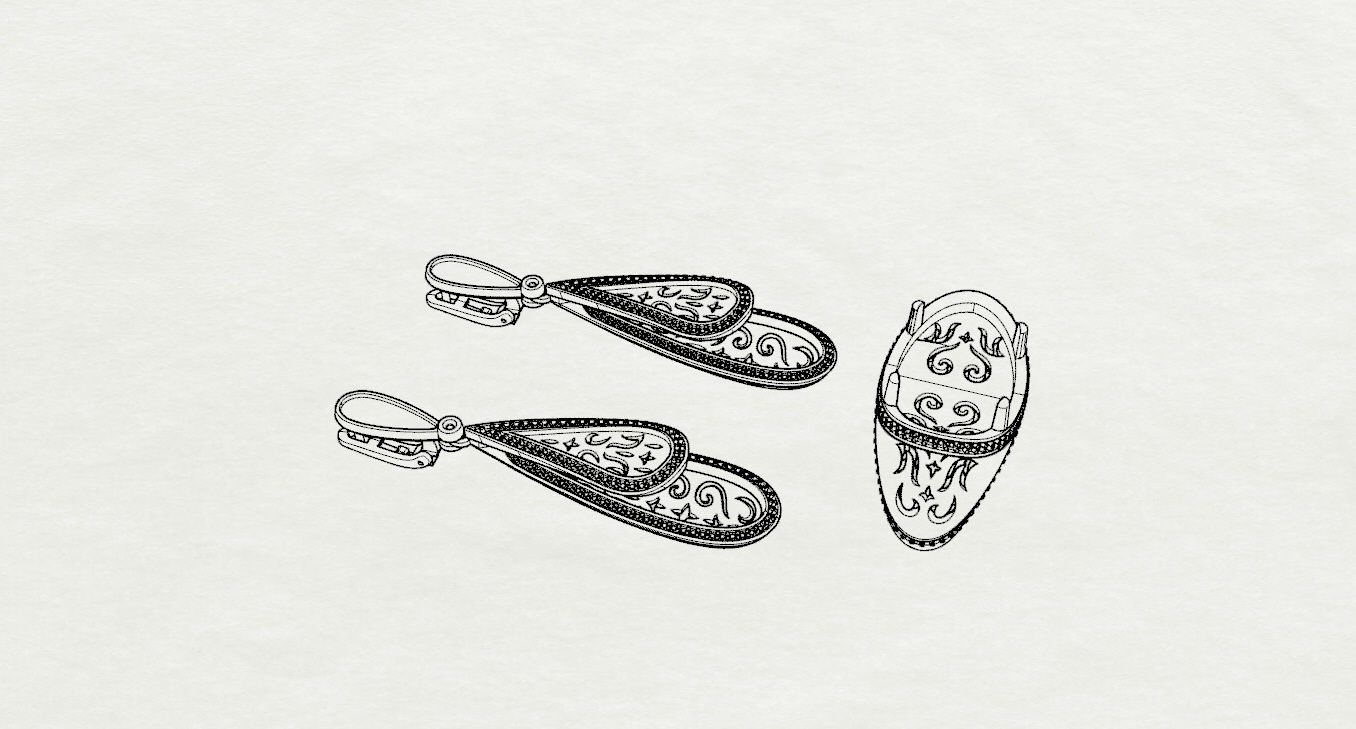 Ring and Earrings  3D print model_19