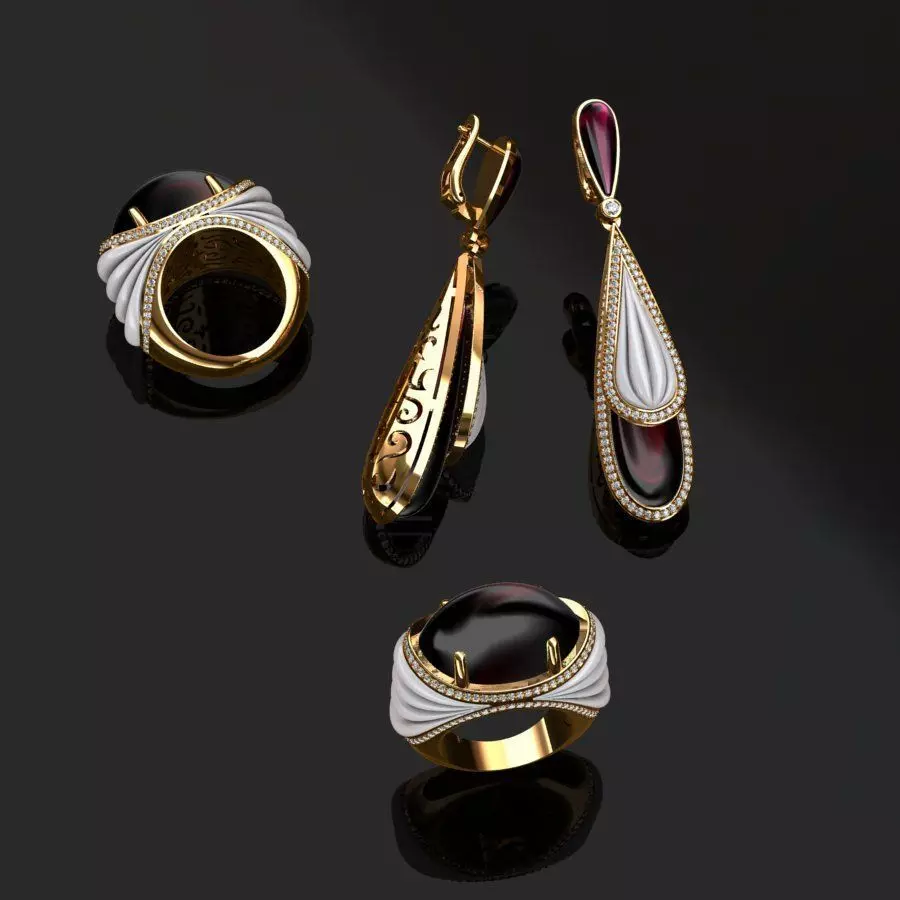 Ring and Earrings  3D print model_0