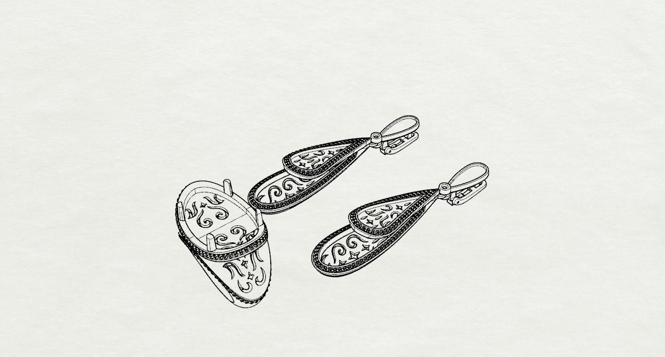 Ring and Earrings  3D print model_17