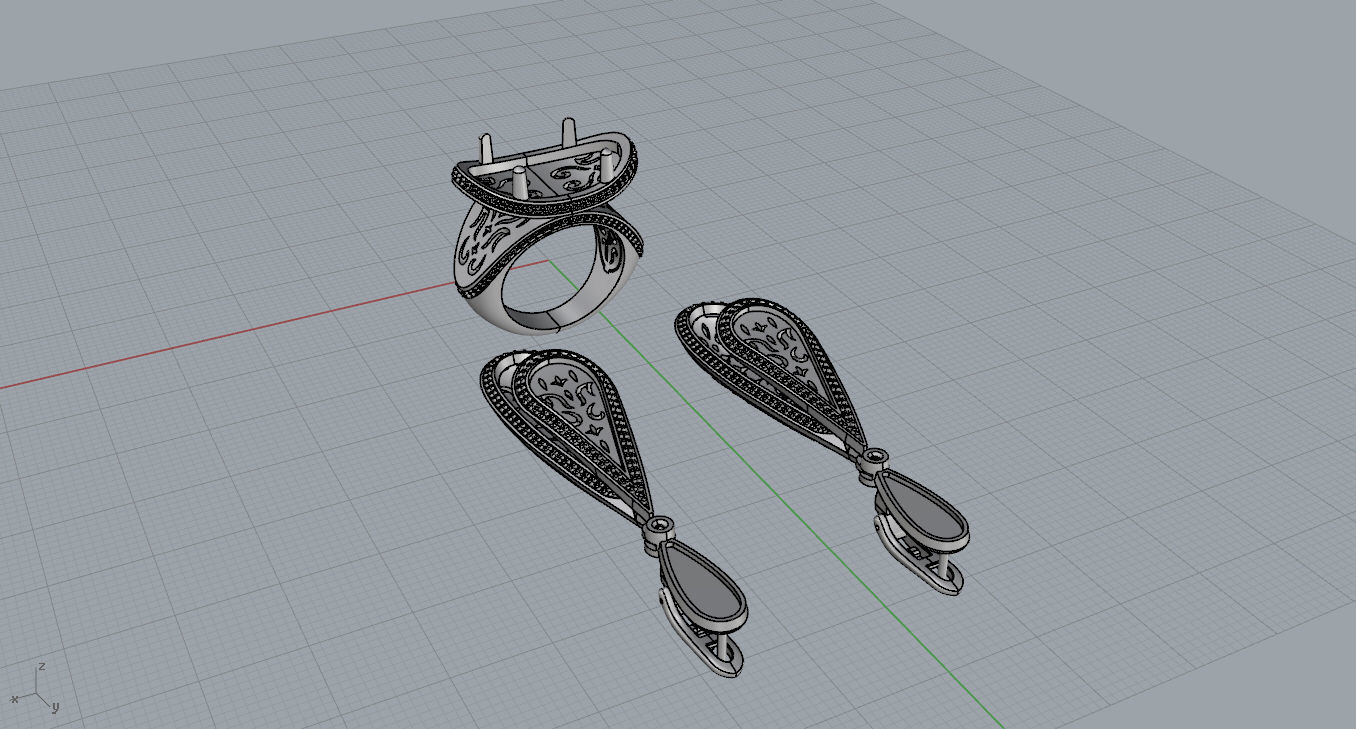 Ring and Earrings  3D print model_11
