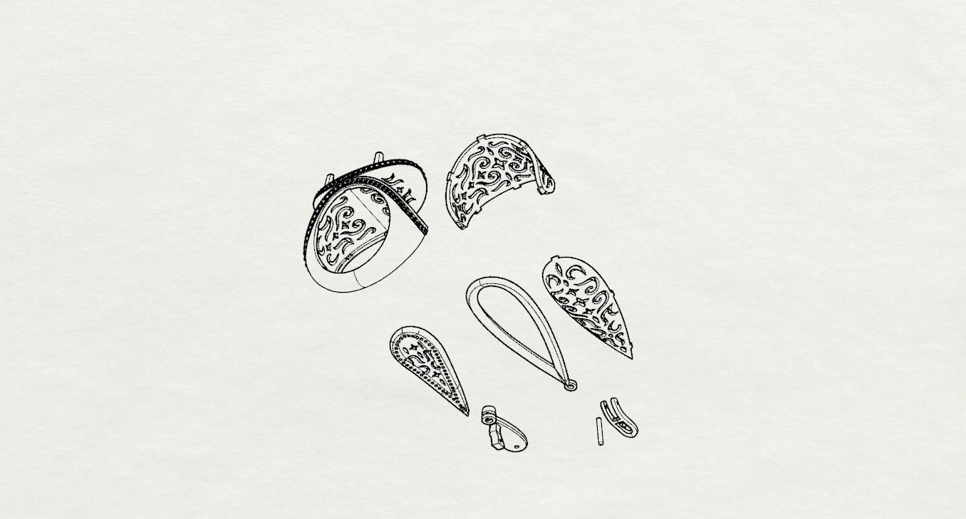 Ring and Earrings  3D print model_21