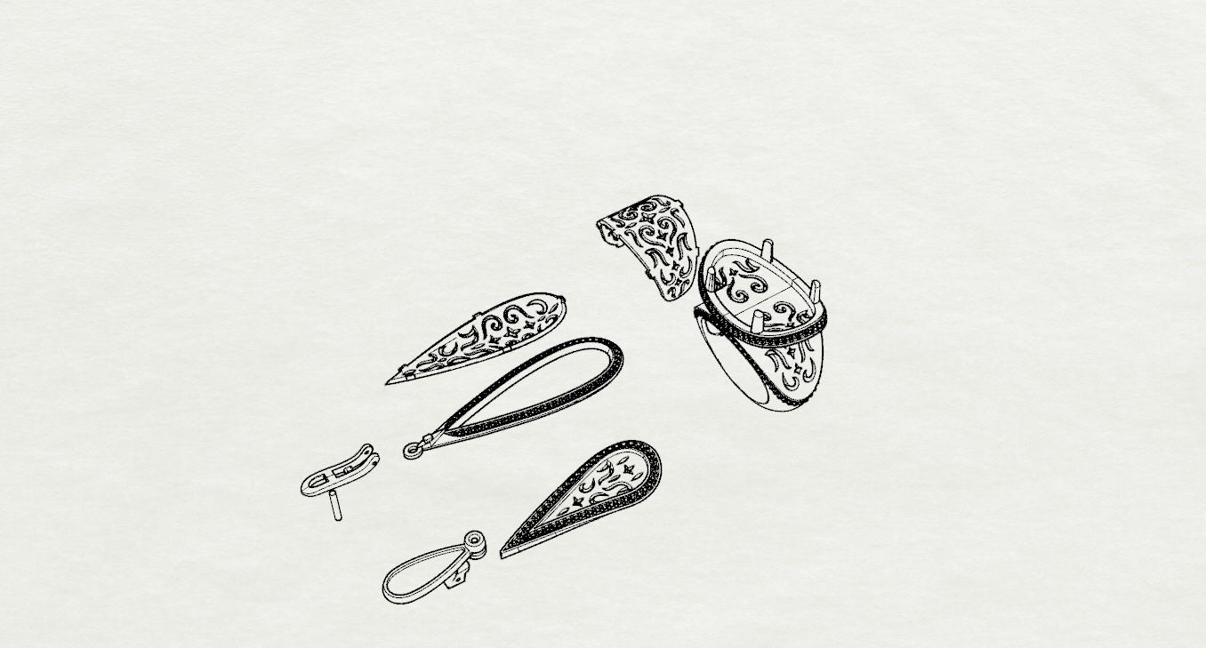 Ring and Earrings  3D print model_23