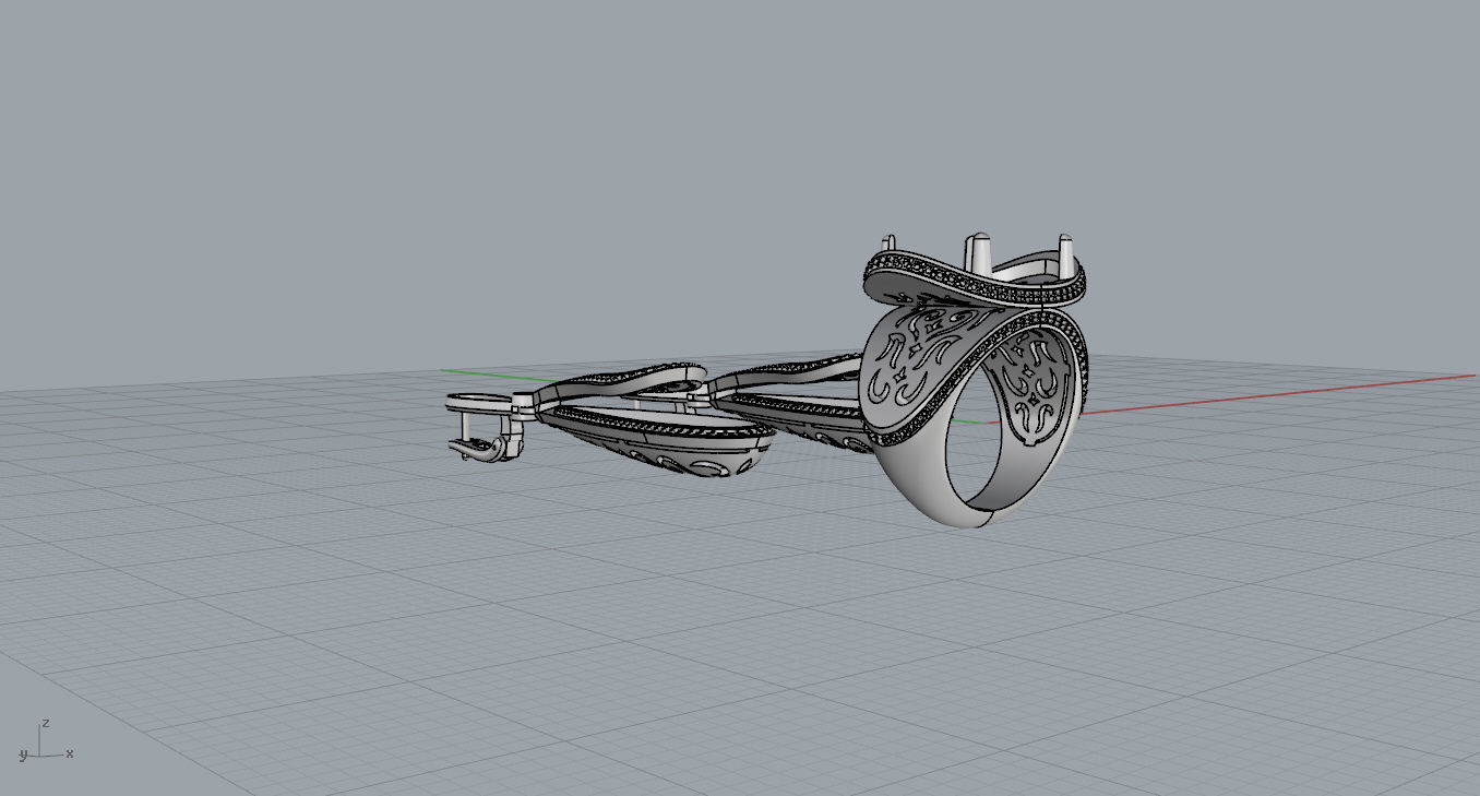 Ring and Earrings  3D print model_12