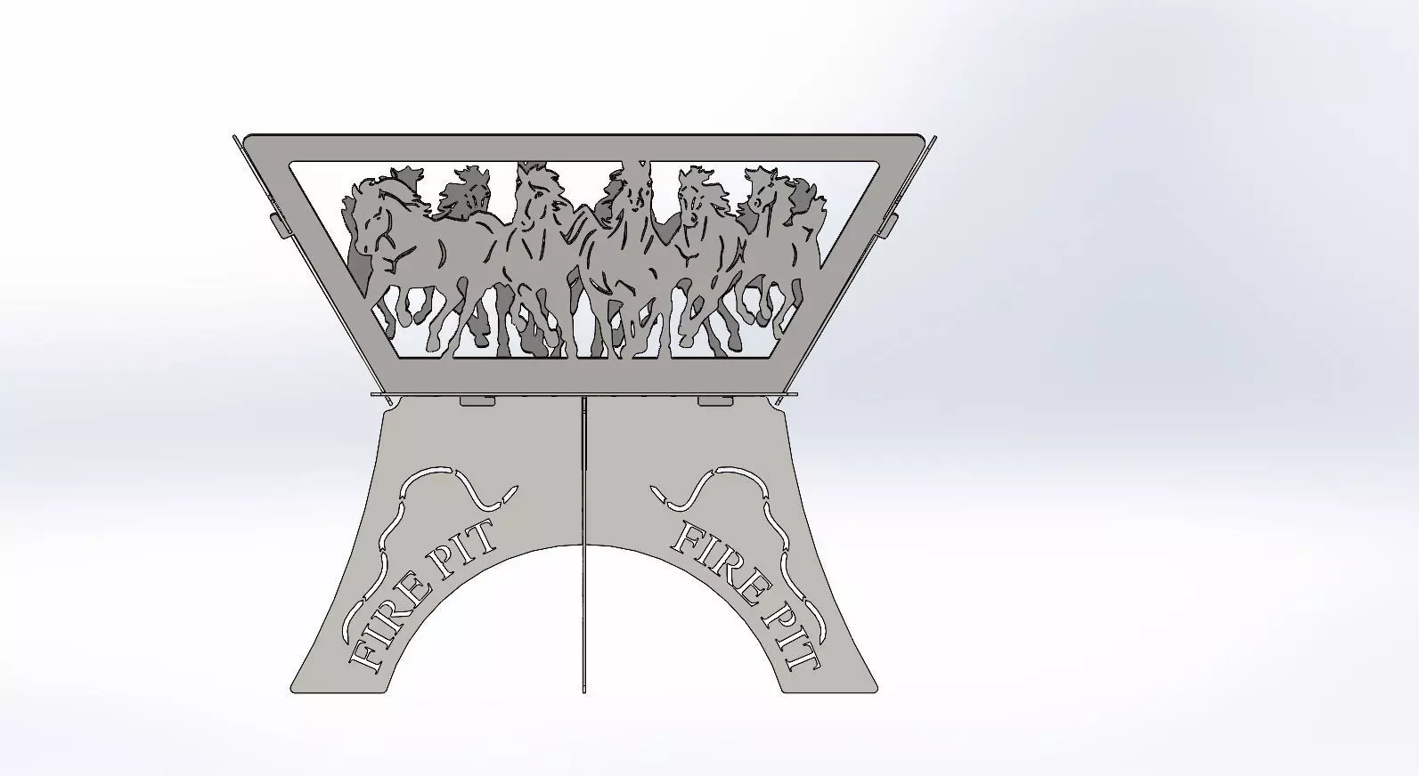Fire Pit Dxf and Step data Horses Fire pit 3D print model_0