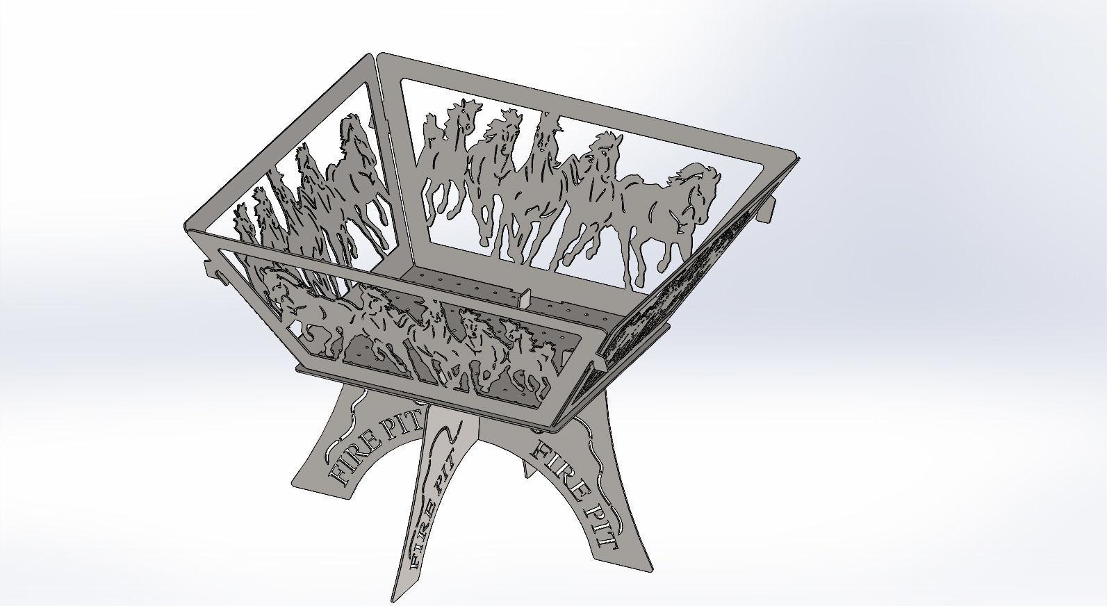 Fire Pit Dxf and Step data Horses Fire pit 3D print model_2