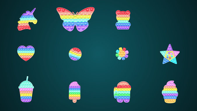 Pop it Fidget Toys Pack Low-poly 3D model