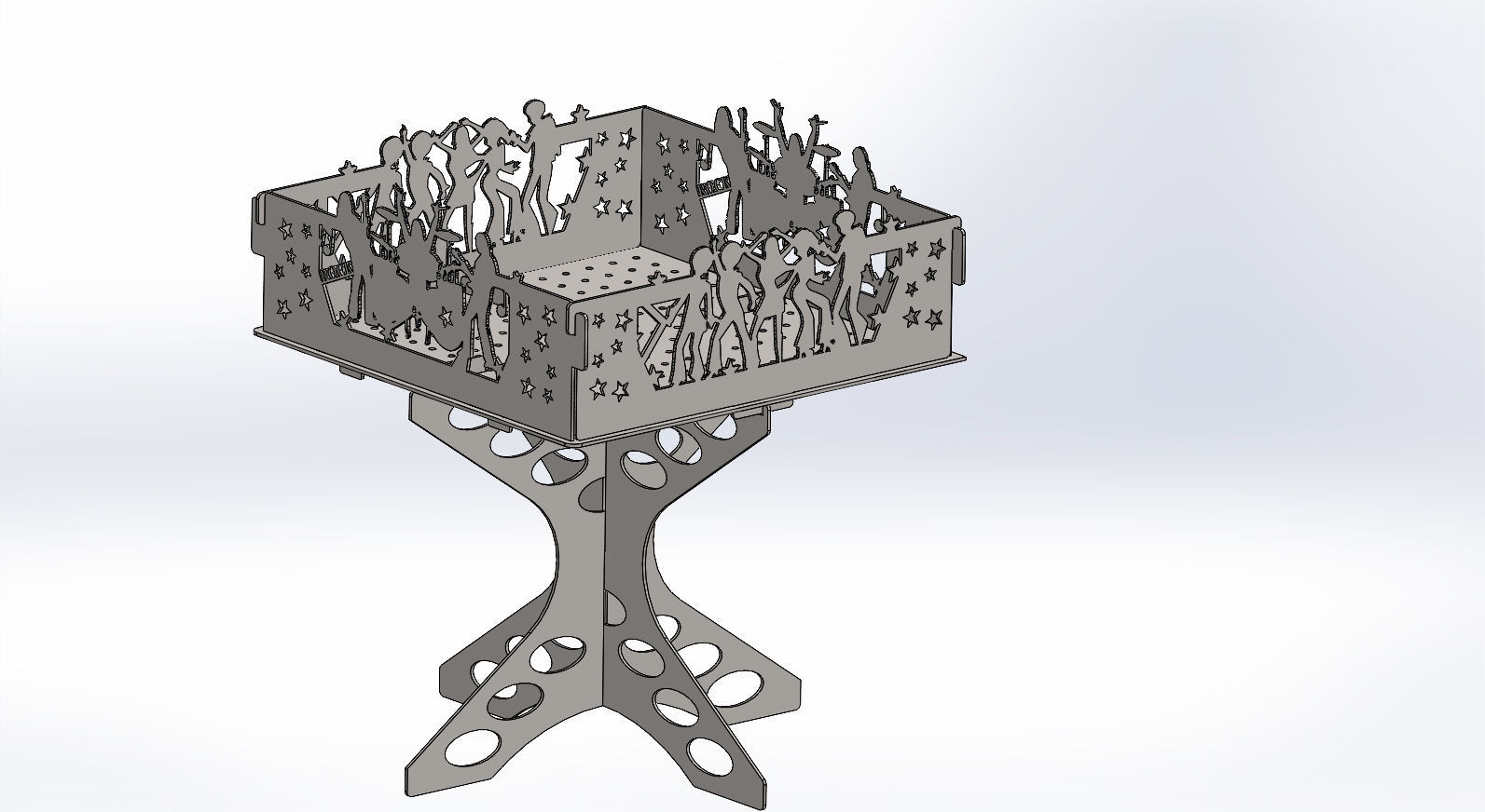 Fire pit  Music dance Dxf for Cnc Laser cutting Step format 3d 3D print model_4